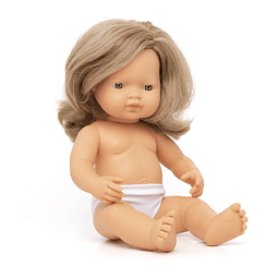 Muñeca 15'' Niña Rubia Sucia Caucásica (Polybag) - Fabricada