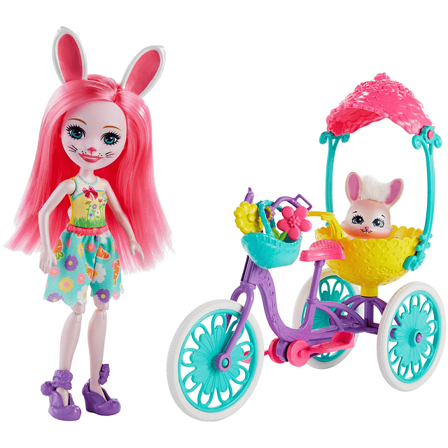 ENCHANTIMALS Pedal PALS BREE Bunny Muñeca y Bicicleta