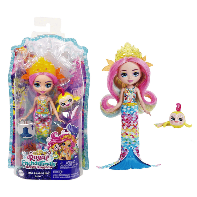 Enchantimals Radia Rainbow Fish Doll (6 pulgadas) y figura F