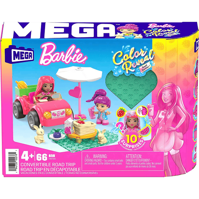 Barbie Color Reveal Building Toy Car Playset, viaje por carr