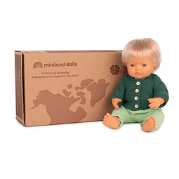 Muñeca Caja Regalo Muñeco Bebé Niño Caucásico 15'' + Traje B