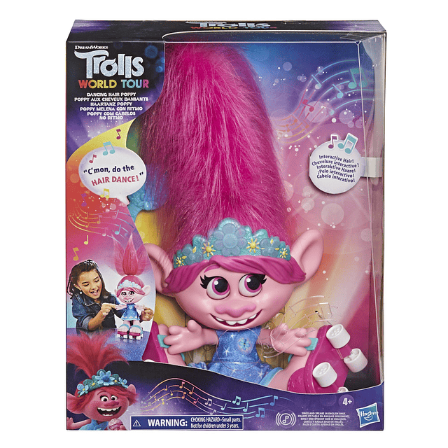 Trolls DreamWorks World Tour Dancing Hair Poppy Muñeca inter