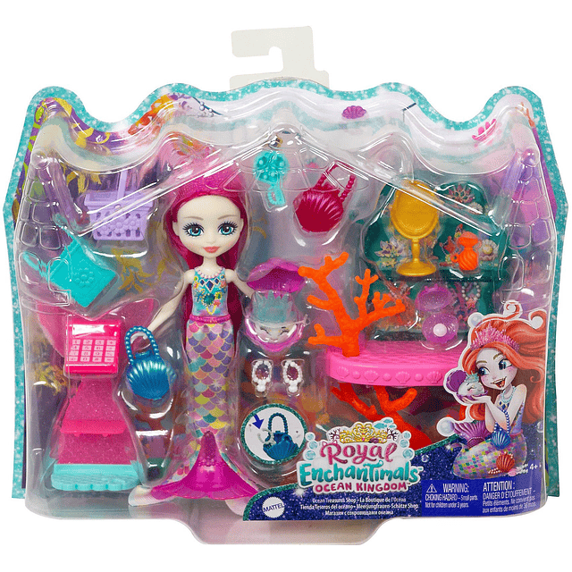 Enchantimals Playset, Ocean Treasures Shop Playset con muñec