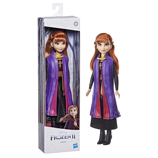 Disney 2 Anna Fashion Doll con falda larga de pelo rojo zapa