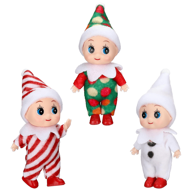 3 Piezas Pequeño Elfo Muñeca Navidad Elfo Gemelos Rojo y Ver