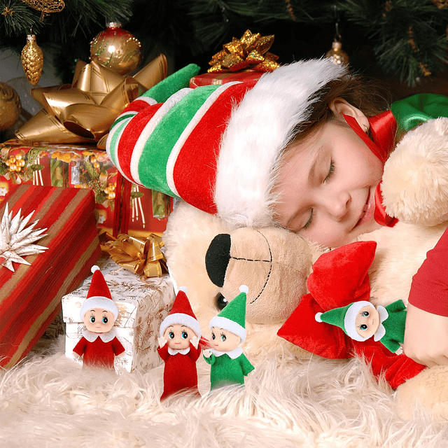 6 Piezas Muñeca Elfo Pequeña Navidad Bebé Niño y Niña Elfo G