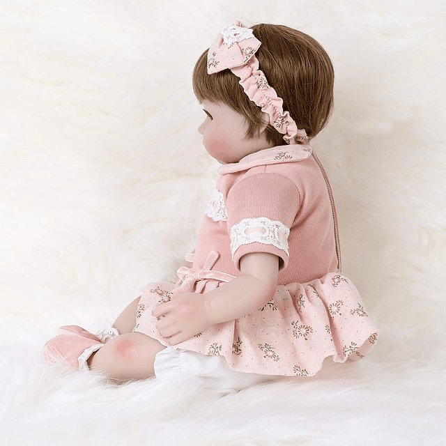 Reborn Baby Doll Realista Vinilo de Silicona Linda Diadema B