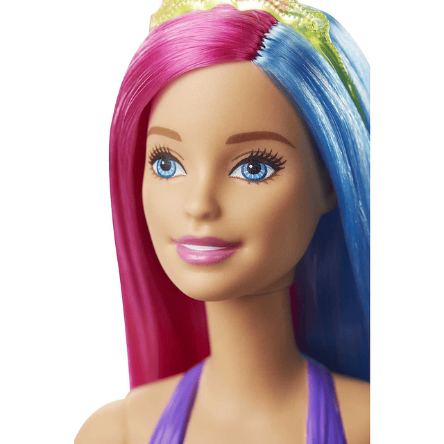 Muñeca Dreamtopia sirena con pelo y cola rosa y azul, además