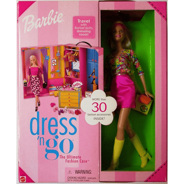 Barbie Dress 'N Go Estuche de moda, muñeca, trajes, más de 3