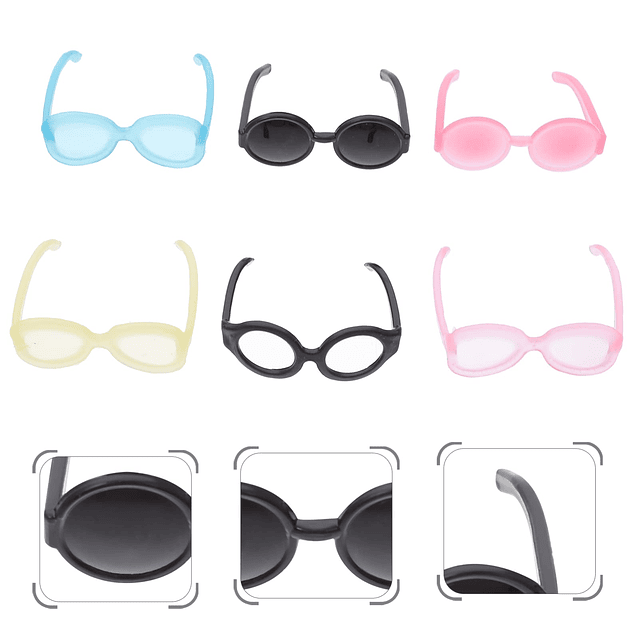 40 pares de gafas de vestir para muñecas, mini gafas de plás