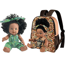 Muñeca africana americana de 12 pulgadas + muñeca bebé negra