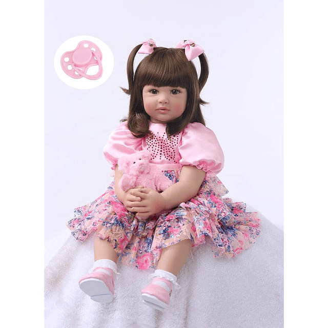 Linda muñeca Reborn de 24 pulgadas y 60 CM, muñeca de pelo l