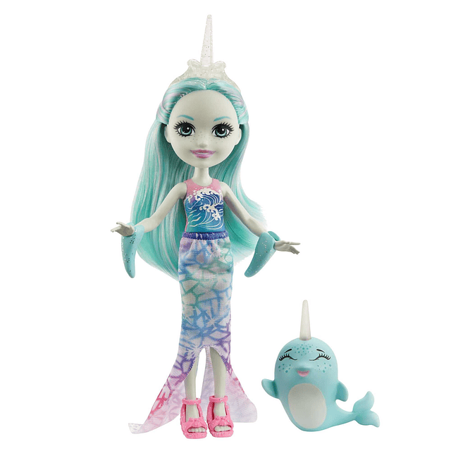 Naddie Narwhal muñeca pequeña (6 pulgadas) y figura de amigo