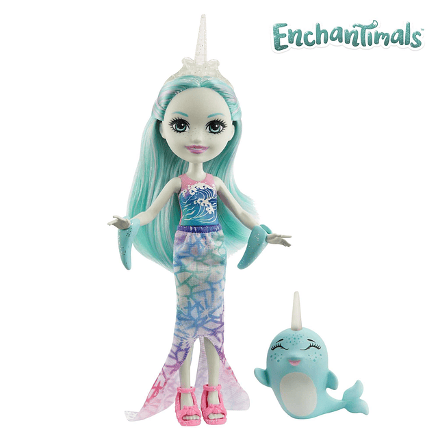 Naddie Narwhal muñeca pequeña (6 pulgadas) y figura de amigo