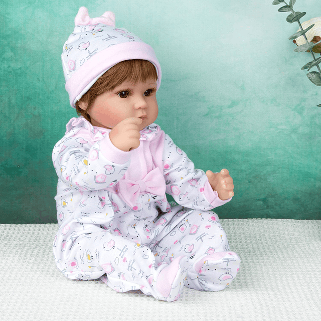 Ropa para muñeca bebé Reborn, mono estampado rosa de 17 pulg