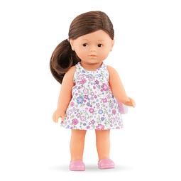 Mini Corolline Romy Muñeca de 8" con cabello castaño y vesti