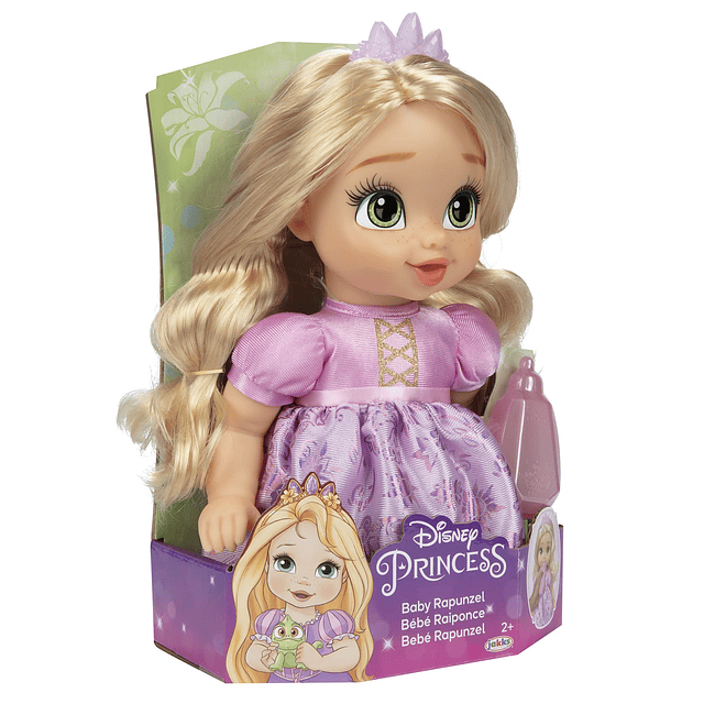 Muñeca bebé Princesa Rapunzel de Disney con biberón y tiara