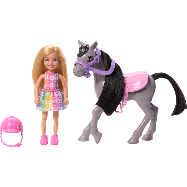 Chelsea - Juego de muñeca y caballo de juguete, incluye acce