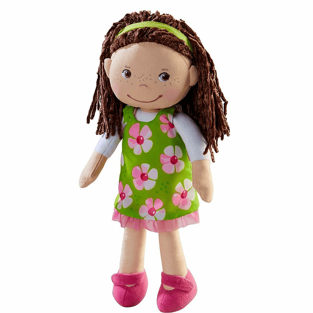 Muñeca suave Coco de 12 pulgadas con cabello castaño, cara b