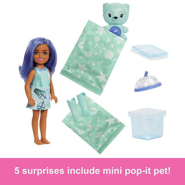 Muñeca Chelsea Pop Reveal Bubble Tea Series con paquete insp