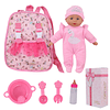 Muñeca suave de 13.0 in con mochila para llevar muñeca rosa,