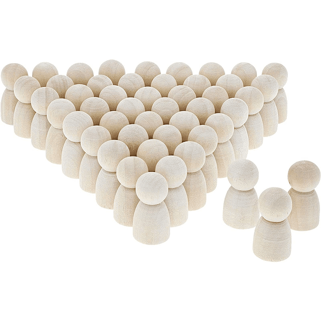 Muñecas con clavijas de madera, figuras de madera (1,1 pulga