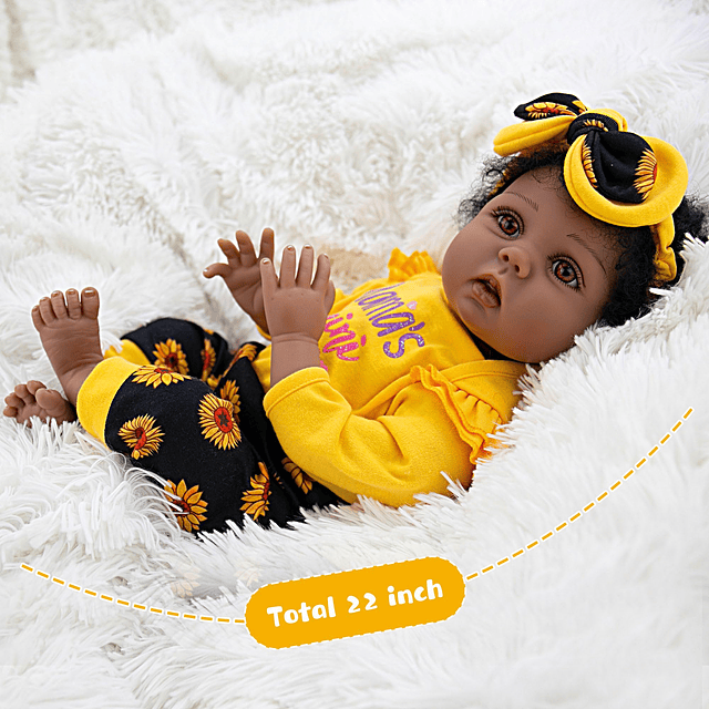 Reborn Baby Dolls Negro - Muñeca bebé realista de 22 pulgada