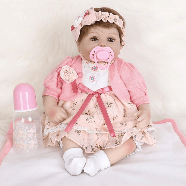 Reborn Baby Doll Realista Vinilo de Silicona Baby Pink Hairb