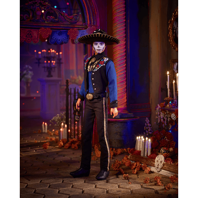 2022 Día De Muertos Ken Doll con camisa, chaleco y sombrero,