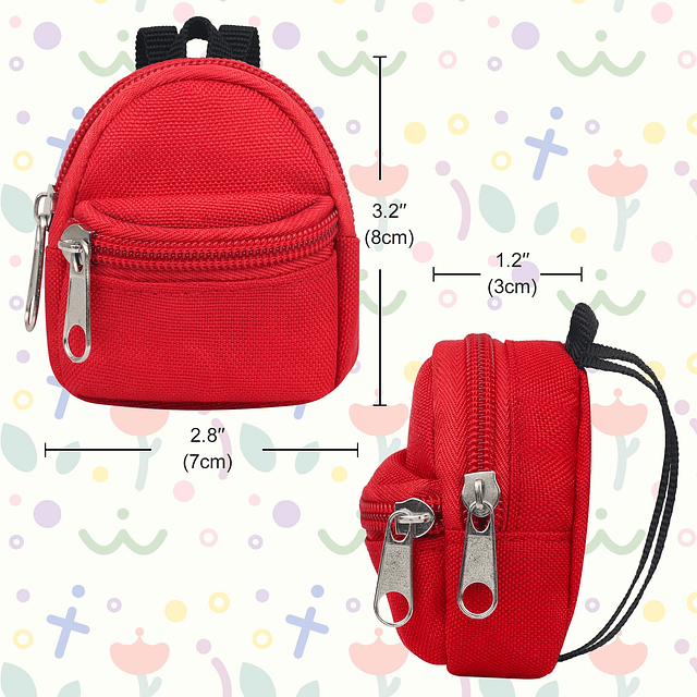 6 mochilas para muñecas, mini mochilas escolares con cremall