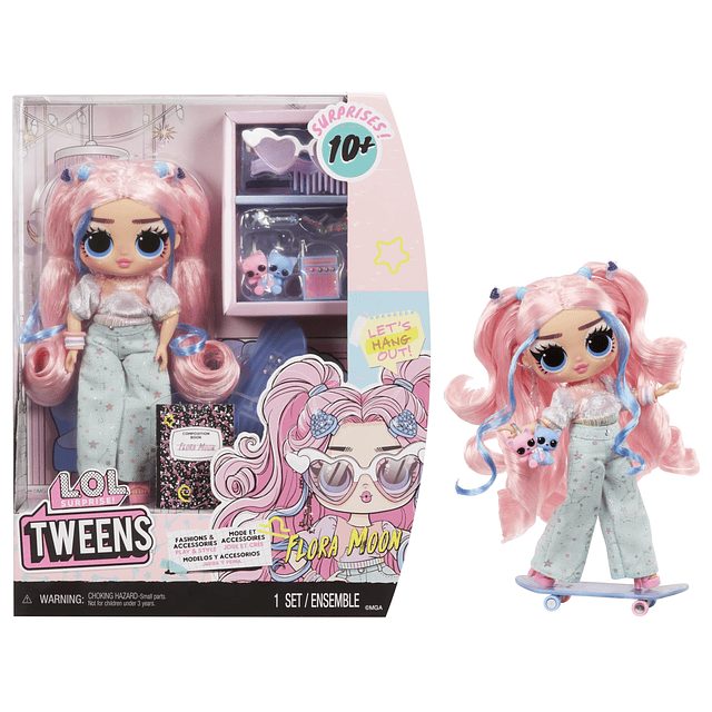 LOL Surprise Tweens Fashion Doll Flora Moon con más de 10 so