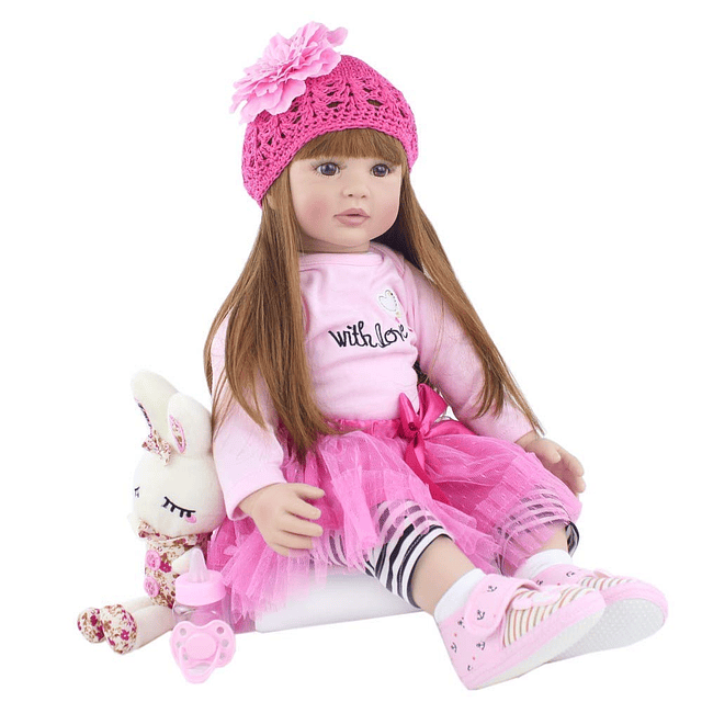 Angelbaby Adorable muñeca Reborn de cuerpo suave, pelo largo