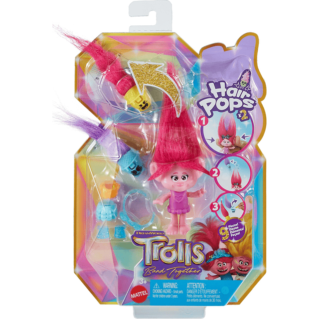 DreamWorks Trolls Band Together Hair Pops Muñeca pequeña, Qu