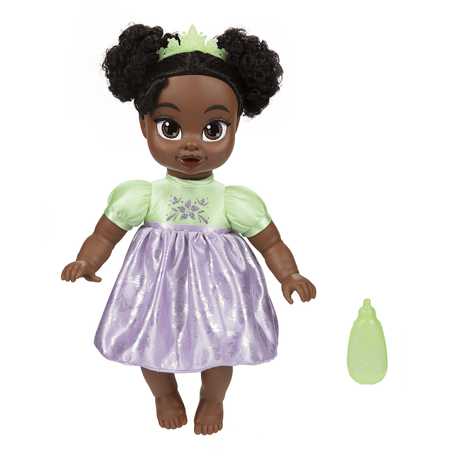 Muñeca bebé Princesa Tiana de Disney con biberón y tiara