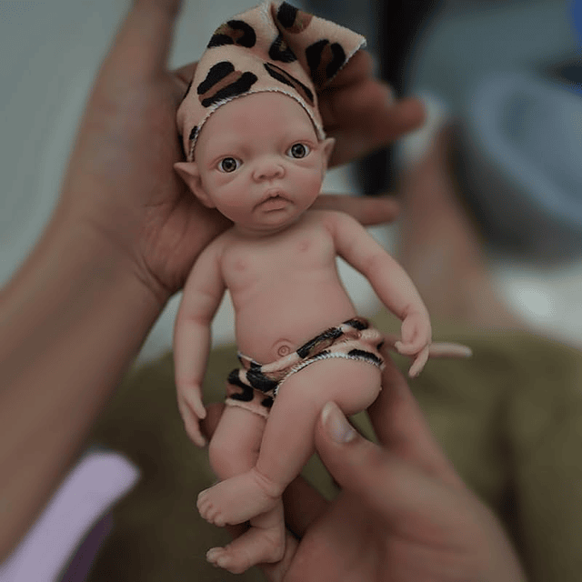 Mini niña elfa realista de silicona de 7 pulgadas, muñeca el