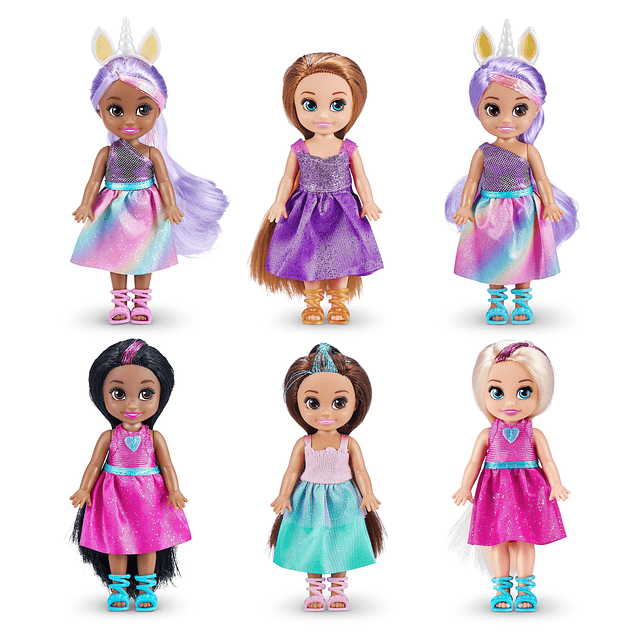 Paquete de 6 muñecas princesas de ZURU Fashion, vestidos ext