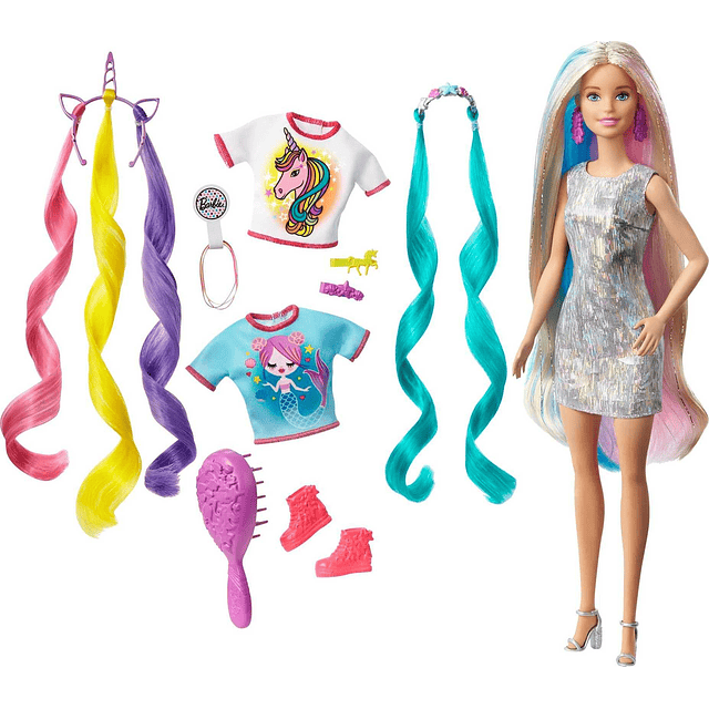 Fantasy Hair Doll y accesorios, cabello rubio largo y colori