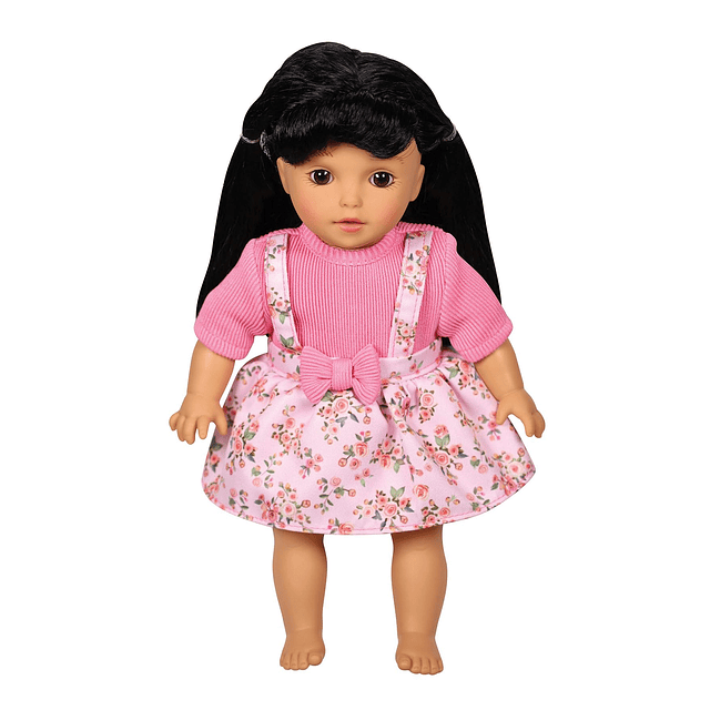 Muñeca niña de 11,5" con pelo negro, asiática