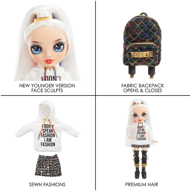 Jr High Series 2 Amaya Raine- Muñeca de moda Rainbow Posable