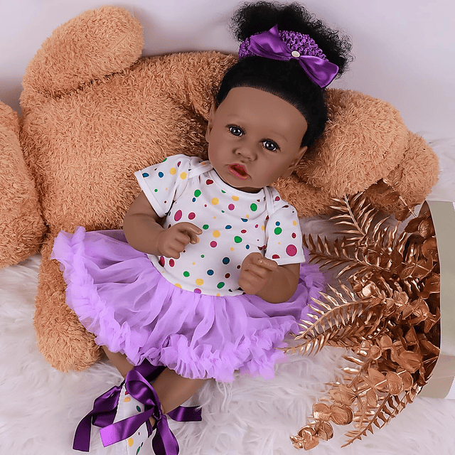 Muñecas Reborn Realistas Niña Negra-22 Pulgadas Muñeca Rebor