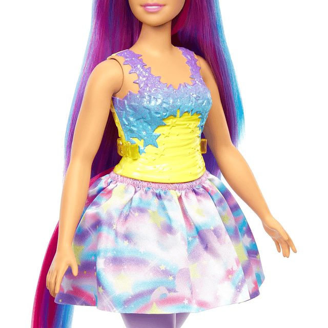 Muñeca Dreamtopia Unicorn Fashion con cabello azul y morado,