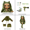 Olivia- Muñeca de moda verde camuflaje. Conjunto de moda y m