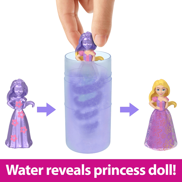 Disney Princess Toys, muñeca pequeña con revelación de color