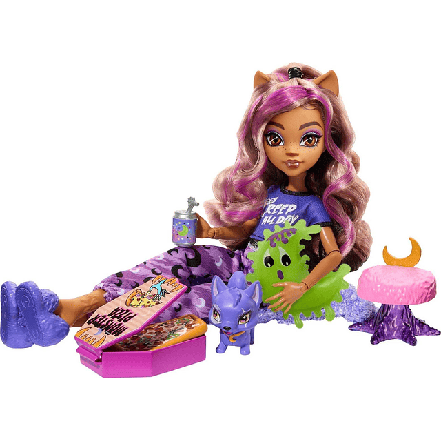 Creepover Party Doll, Clawdeen Wolf con mascota Dog Crescent