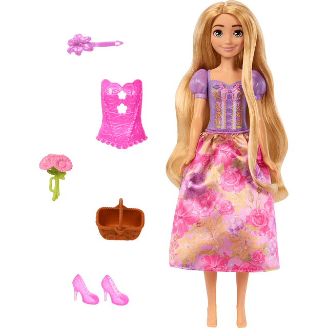 Disney Princess Rapunzel Fashion Doll Set, Spin & Reveal con