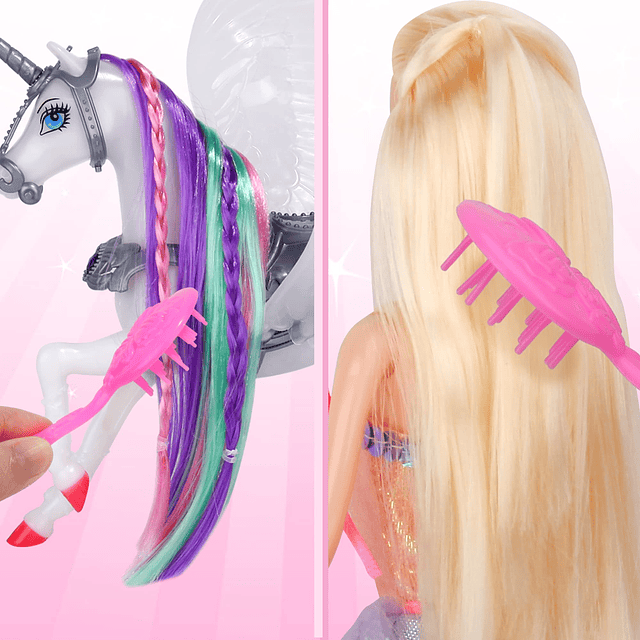 Juguetes de unicornio que cambian de color y muñeca de princ