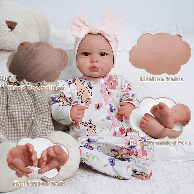 Reborn Baby Dolls - Muñeca realista de vinilo suave de 20 pu