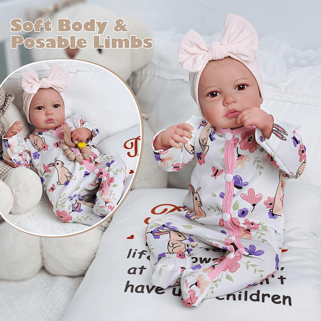 Reborn Baby Dolls - Muñeca realista de vinilo suave de 20 pu