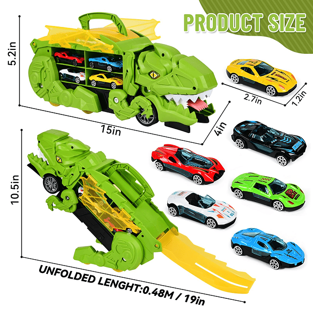 Juguetes para camiones de dinosaurios para niños de 3, 4, 5