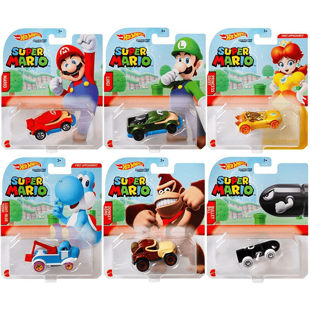 2021 Super Mario Character Cars Juego completo de 6 vehículo